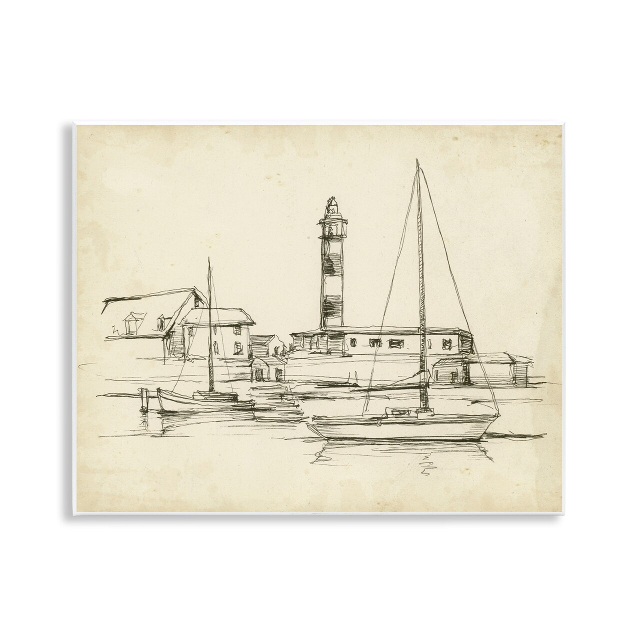 Stupell Industries Antique Lighthouse Study Wall Plaque, design by Ethan Harper